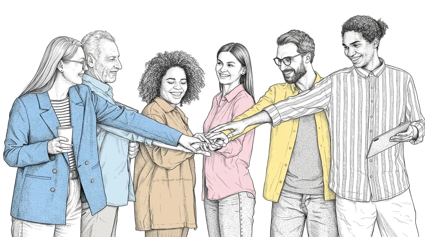 Hand-drawn team illustration