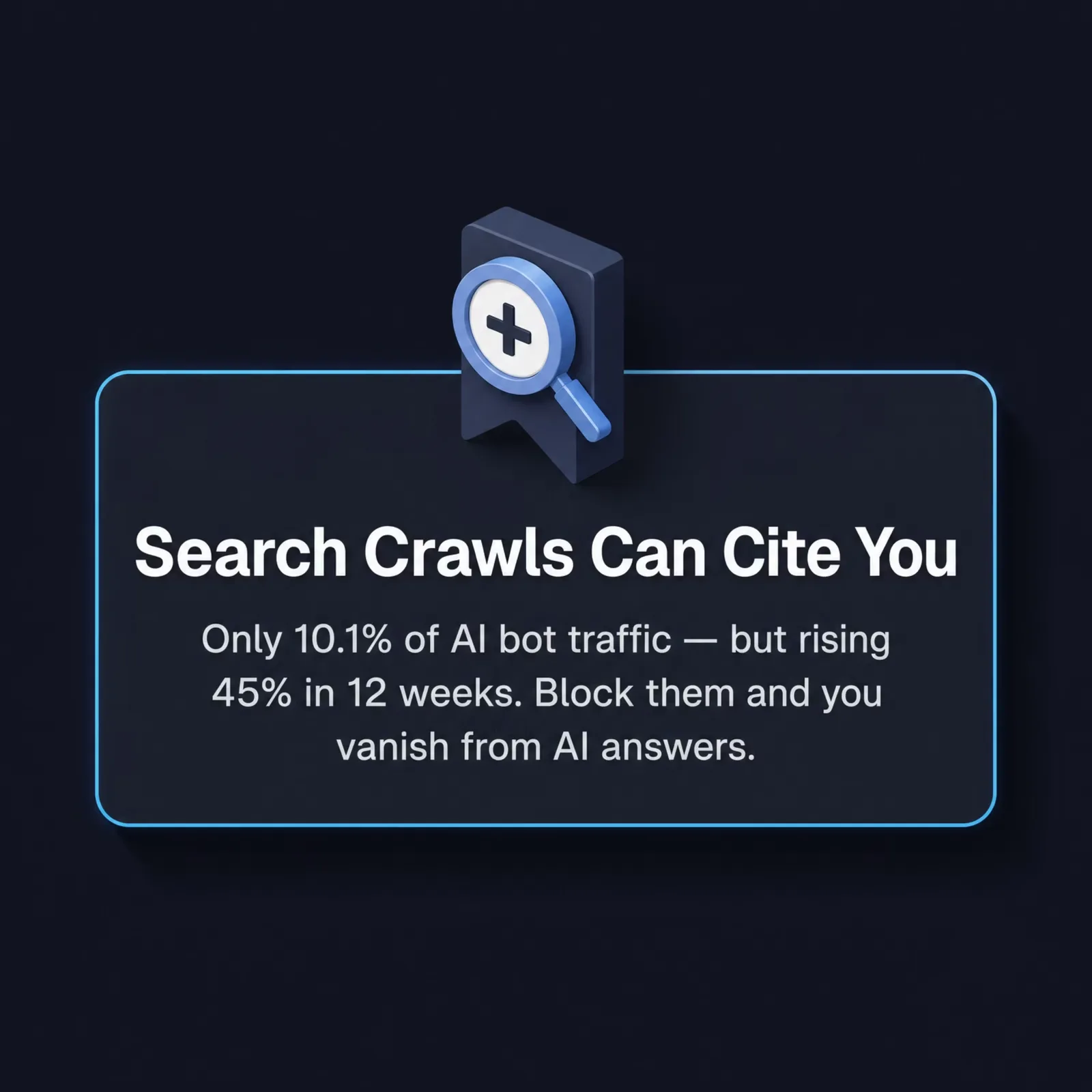 Infographic: search crawls can cite you — the AI crawl purpose growing fastest, the slice worth staying open to