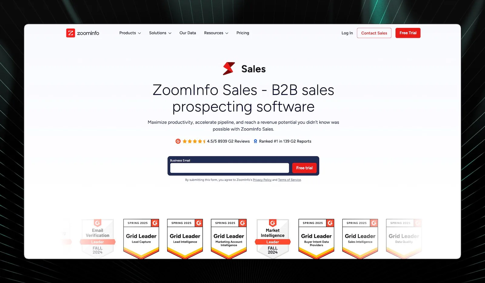 ZoomInfo Sales dashboard combining technographic data with contact information and intent signals