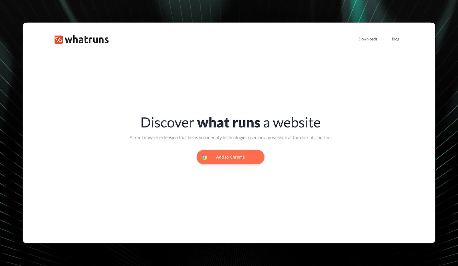 WhatRuns extension detecting fonts, themes, and technologies on a WordPress site