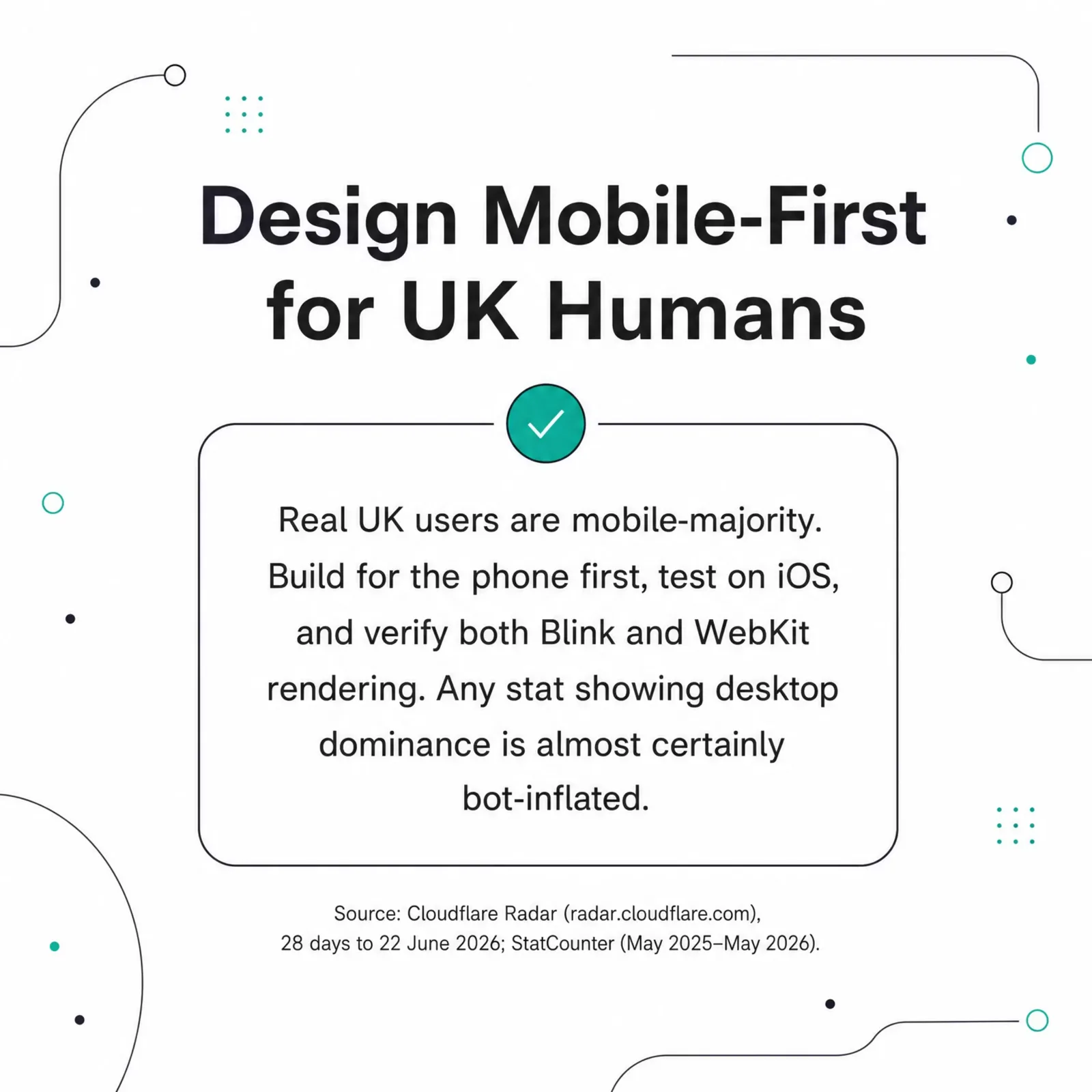 Takeaway: design mobile-first for UK humans because desktop-dominant stats are usually bot-inflated